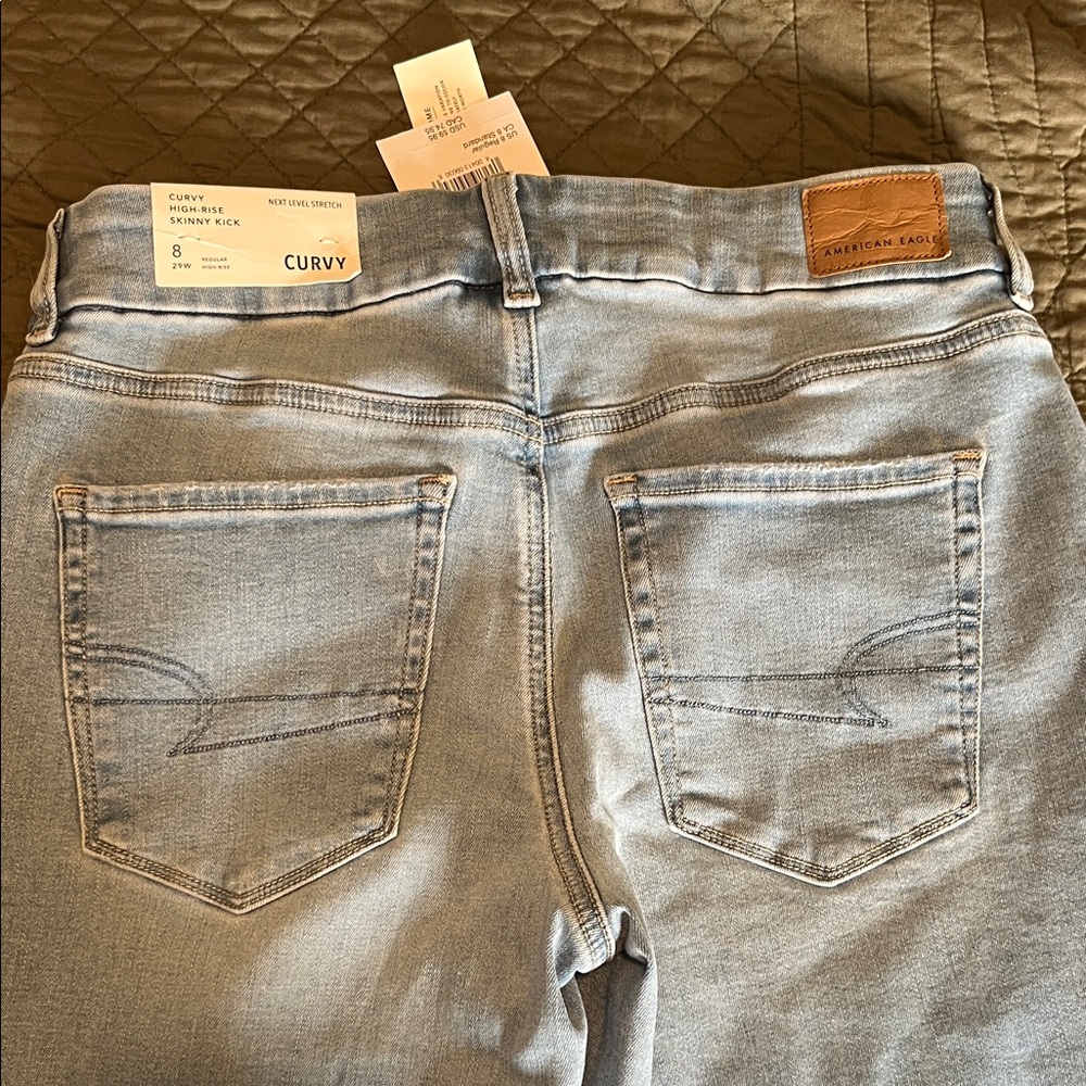 American Eagle Outfitters Light Blue Curvy High Rise Skinny Kick - Picture 9 of 11